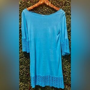 BRAND NEW IN TAGS BAIK BAIK TURQUOISE DRESS WITH CROCHET TRIM SZ S/M